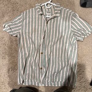 Button up, blue and white shirt